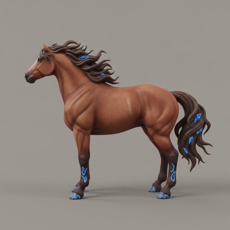 A painted chestnut horse standing side on
