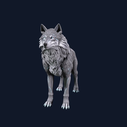 The same wolf as a finished four-legged 3D avatar