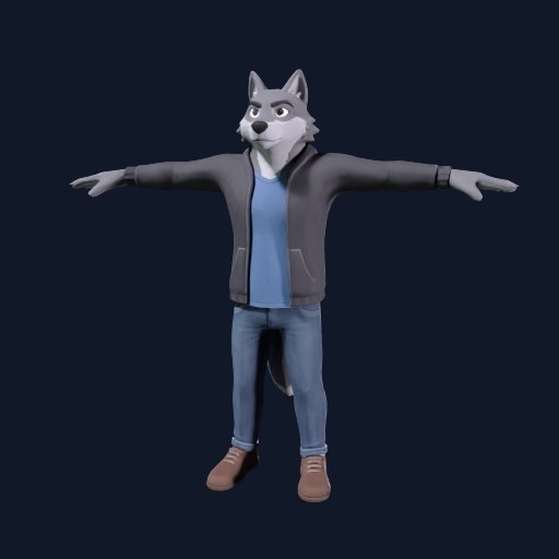 The same wolf man as a finished 3D avatar